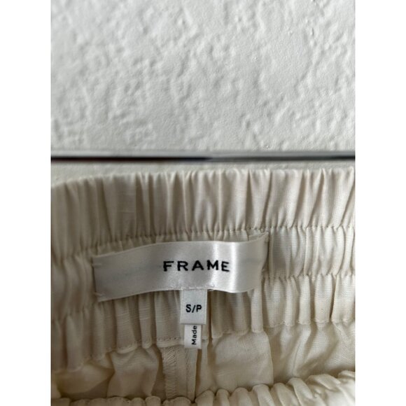 FRAME LINEN BLEND ELASTIC WAIST DRAWSTRING CREAM SMALL COMFORT - Picture 4 of 6